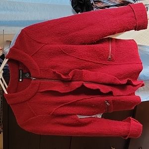 V Bertinelli wool ruffle zipper jacket